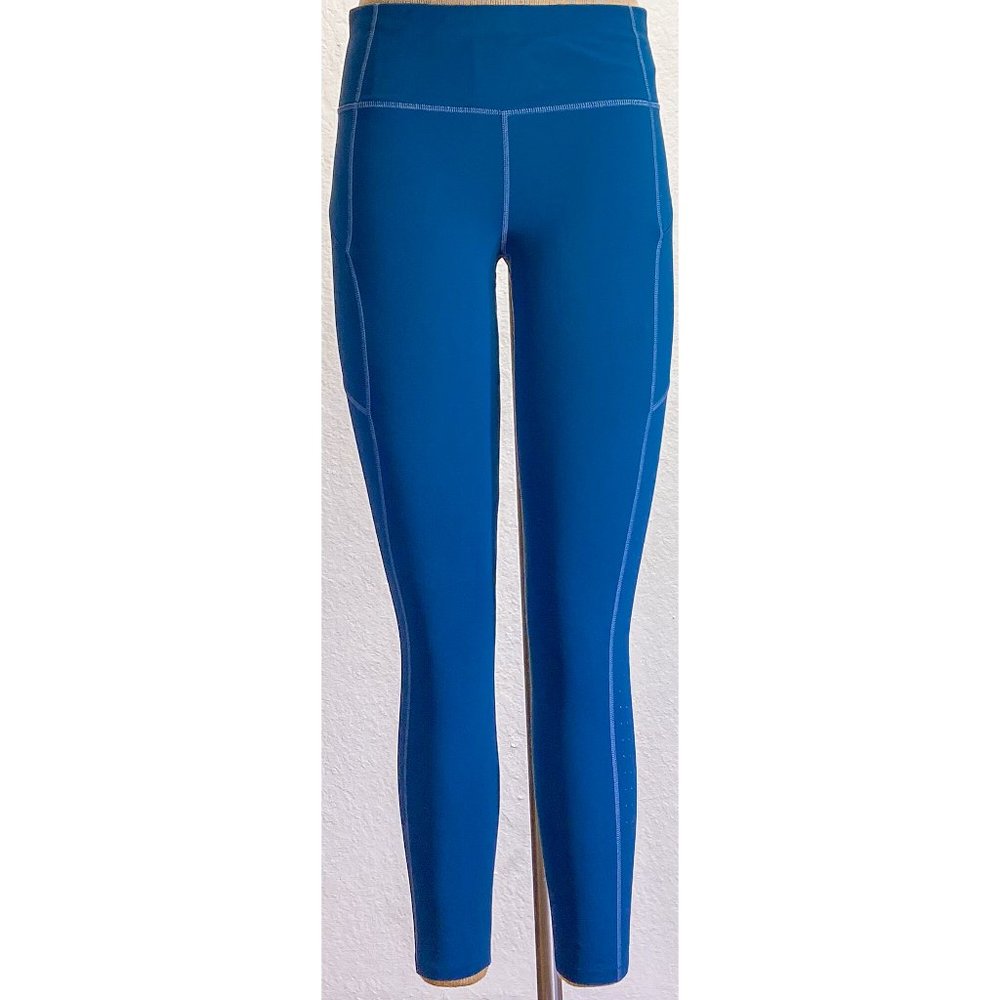 NWOT Athleta Blue Low Rise Lace 3 Pockets Draw String Long Activewear Leggings S